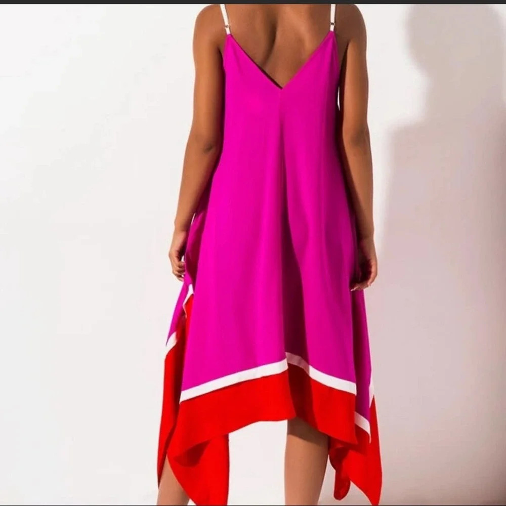 Labella Vida Women’s Asymmetrical Neon   summer sun dress size Medium EUC - Picture 4 of 9